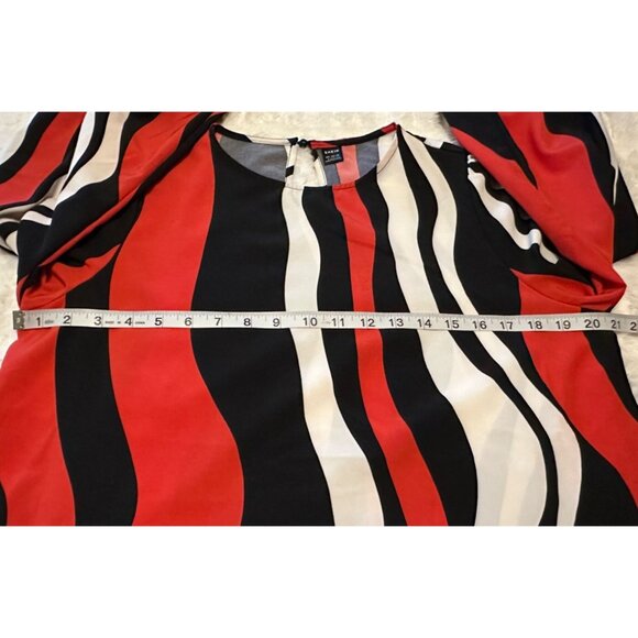 SHEIN Brand Red White Black Blouse Stripes Polyester Women's Size L (8/10)-READ - Picture 9 of 16